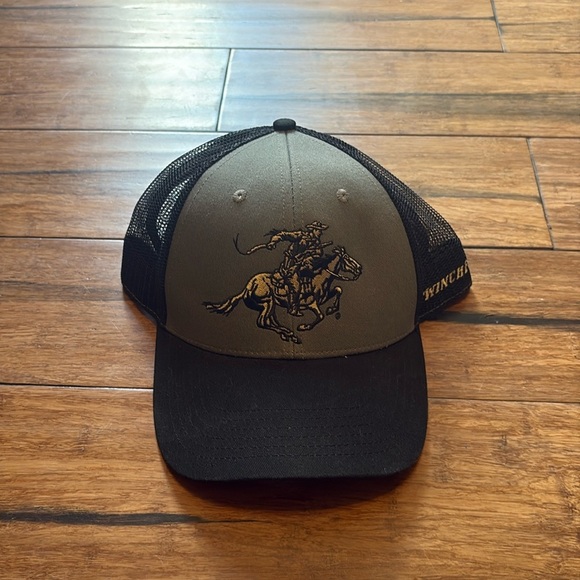 Winchester Snapback Hat Cap Black Gray Mesh - Picture 11 of 11